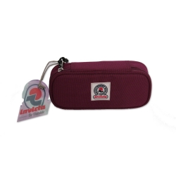 Invicta - Astuccio Ovale Porta Penne Lip Pencil Bag Plain - Colore Viola Rosso Porpora Scuro 