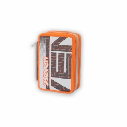 Seven - Astuccio 3 zip Advanced Circuit Colore Arancione Marrone Grigio Beige Con Scheda Elettronica