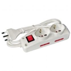 Adattatore Prolunga Multipresa Arlights Spina16A  6 Prese Bipresa Schuko Bianco con Tasto ON OFF 16A