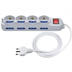 Adattatore Prolunga Spina 10A 16A  Presa Bipresa Schuko 12 Posti Bianco