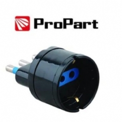 Adattatore Propart Spina 2P T 16A Presa Schuko Tedesca Nero