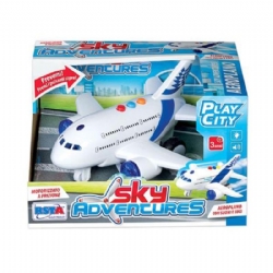 Aereo Play City Sky Adventures per Bambini con  Luci Suoni e Frizione 
