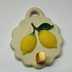 Appendino da Parete in Ceramica Rotondi Vintage con Vari Decori di Frutta