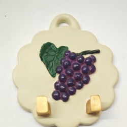 Appendino da Parete in Ceramica Rotondi Vintage con Vari Decori di Frutta