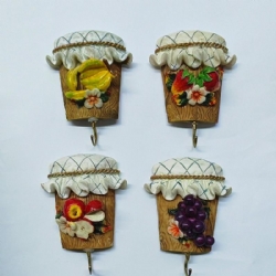 Appendino da Parete in Ceramica Vintage Barattolo di Marmellata con Vari Decori di Frutta