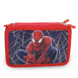 Astuccio 3 zip - Spiderman Uomo ragno -  Scuola materna dell'infanzia Asilo Elementare - Colori Pastello Pennarello Cera Acquerello - Set Scuola
