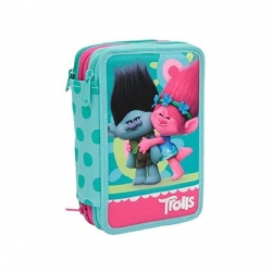 Astuccio 3 zip - Trolls - Giochi Preziosi - Fuxia Azzurro