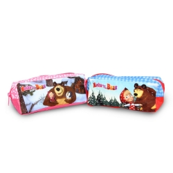 Astuccio - Masha e Orso - Tombolino per Scuola Materna Elementare Asilo Rosso Azzurro Rosa Fucsia Fuxia Bambina Bambino