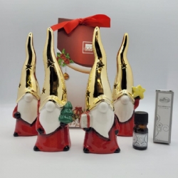 Bagutta Babbo Natale Diffusore Altezza 19 CM Stilizzato con Albero  Stella Cuore Cappello Oro 