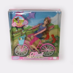 Bambola simile Barbie - Passeggiata in Bici con Cane e Accessori