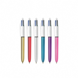 Bic 4 Colours - Shine - Penna a sfera - 4 Punte - Blu Nero Rosso Verde