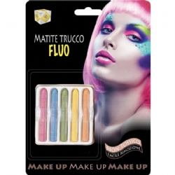 Blister 5 Matite Make UP Trucco Colori Fluo Halloween Horror 