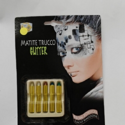 Blister 5 Matite Make UP Trucco Colori Glitterati Halloween Horror 
