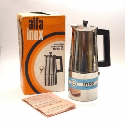 Caffettiera Vintage Italiana Alfa Tracanzan Anni 70  Acciaio Inox Moka Caffe Espresso 12 e 9 Tazze