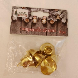 Campanelle Natalizie Oro in Metallo 26 mm Pezzi 6 Decorazioni Natalizie