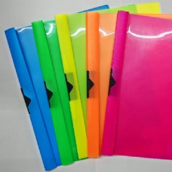 Cartellina Orna Office Tesine con Clip Laterare in Plastica Dorso 5mm Colori Fluo Assortiti