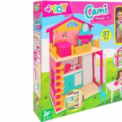  Casa Delle Bambole Globo 37 Accessori 2 Piani Con  Bambola