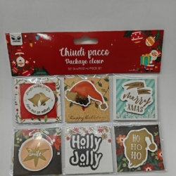 Chiudipacco Natalizi Set 6 Pezzi con Decorazioni Natalizie