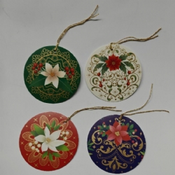 Chiudipacco con Filo Palle Floreali Natalizie Set 4 Pezzi 