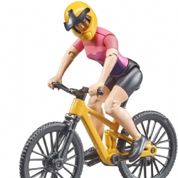 Ciclista con Bicicletta Mountain Bike 63111 Giallo Nero Rosa Modellino Bambino Bambina