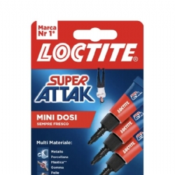 Colla Loctite Super Attak Trasparente Mini Dosi Liquido Confezione 3 Pezzi da 1 gr 