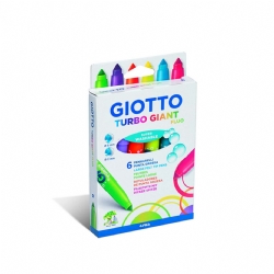 Colori Giotto - Pennarelli Turbo Giant - Punta grossa -  6 pezzi - Pastello Fluorescenti Fluo