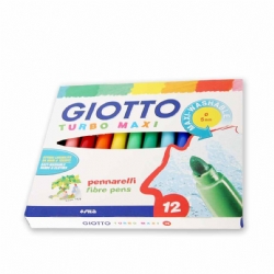 Colori a pennarello TURBO MAXI Giotto - super lavabili Punta Grossa - 12 pezzi
