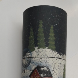 Contenitore Cilindrico Decorato Paesaggio Natalizio  Porta Bottiglie Tubo Poster 36 cm