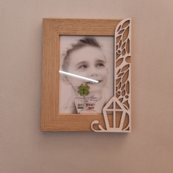 Cornice da tavolo cresima legno foto 13x18 cm fotografia