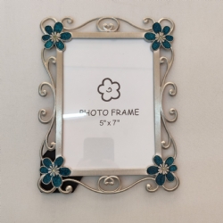Cornice da tavolo in ferro argento fiori verde foto 12x18 cm  fotografia