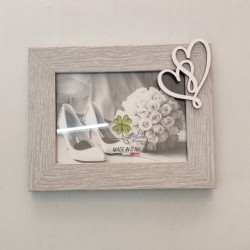 Cornice da tavolo in legno grigio cuori foto 12x18 cm  fotografia