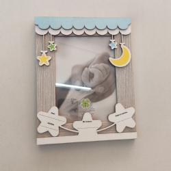 Cornice da tavolo nascita battesimo maschio femmina legno rosa azzurro foto 13x18 cm fotografia