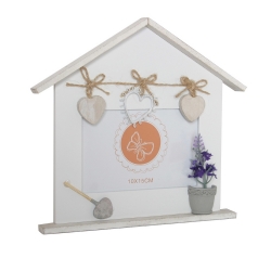 Cornice in legno foto 10x15 cm orizzontale - Casetta Provenzale lavanda - bianco lilla viola marrone fiore