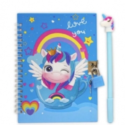 Diario Segreto Teorema con Penna Unicorno Azzurro