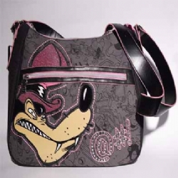 Maxi borsa a spalla Tracolla Lupo Tre Porcellini Nera Grigia