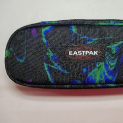 Eastpak Astuccio Ovale Oval Single 7V6 Painted Dark Colore Sfondo Nero con Linee Ondulate  Blu  Viola Azzurro Verde