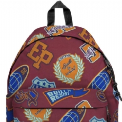 Eastpak Zaino Padded Pak r 2W1 Clash Bur Colore Marrone con Stemmi Giallo Blu Bianco Nero Arancione