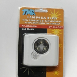 Elcart 28 19330 Lampada 3 Led con Sensore di Movimento Modello TT1330 Bianco