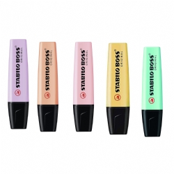 Evidenziatore Stabilo Boss - Colori Pastello - Giallo Azzurrp Pesca Lilla Rosa Arancione