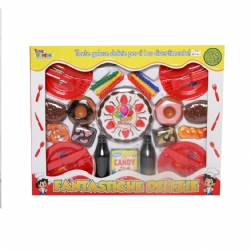 Fantastiche Delizie - Gioco Bambina Cibo  Dolci Torta Cucina Pentoline - Rosso Bianco Giallo Blu Marrone
