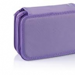 Favorit B box 400184016 Astuccio a 3 Zip in Tessuto Colorato B color Viola Chiaro e Scuro