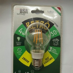 Lampada Goccia a Filamento Led BSA Technology Retro E27 4W 2800K 430lm