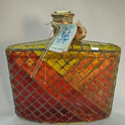 Lampada ad Olio Vintage Luce di Cera in Vetro a Mosaico Colorato 