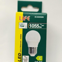 Life 39920268N Lampada Goccia G45 Led 6 5W E27 4000K 1055lm