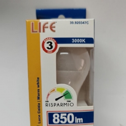 Life 39920347C e F Lampada Led Goccia 9W  E27 A60 3000K e 6500K 850lm e 900lm