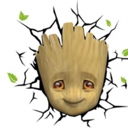Luce Notturna Led 3D da Parete Baby Groot Guardiani della Galassia Marvel
