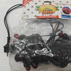 Luci Natale Cordoniere Prolungabile Tipo E 20 Luci E14 Rosso con Cavo di Alimentazione Uso Esterno