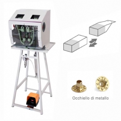 Occhiellatrice professionale pneumatica macchina per applicare doppio occhiello in metallo a sacchetti