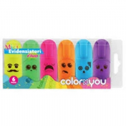 Mini Evidenziatori Fluo COLORXYOU Giallo Verde Azzurro Rosa Viola Arancione