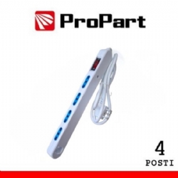 Multipresa Salvaspazio ProPart 4 Posti  Prolunga con Interruttore Spina 16A  4 Bpresa 2P T 10A 16A  Bianco